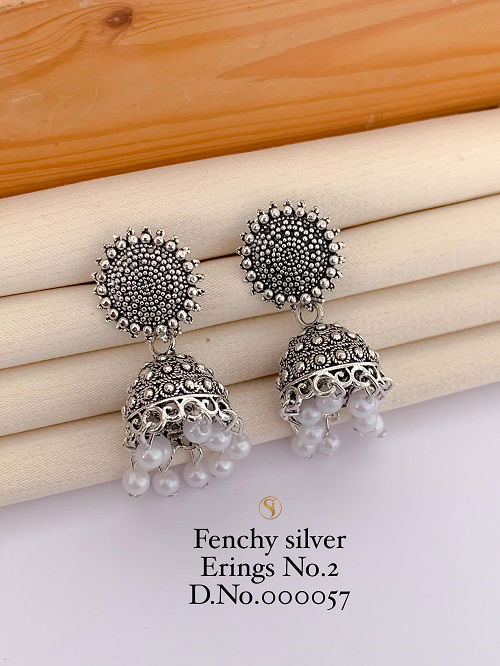 Designer Fancy Navaratri Special Silver Earrings 4 Wholesale Online
